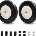 Parts Camp 4.80/4.00-8" Flat Free Wheelbarrow Tire and Wheel - 16" Universal Fit for Garden Wagon, Cart, Trolley, Dolly - 5/8" & 3/4" Bearings, 3" Centered Hub (2 Pack)