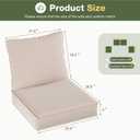 Aoxun Replacement Cushions for Outdoor Furniture, 4-Piece Outdoor Cushions for Patio Furniture, Deep Seat, Waterproof & Fade Resistant Couch Cushion for 4-Seat Patio Conversation Sets, Beige