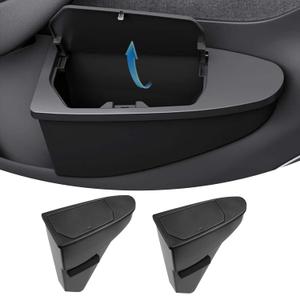Front Door GarbageCan for 2025 2026 New Tesla Model Y Juniper Accessories, Door Side Storage Box Organizer Front Seat Door Garbage Bin with Push-Open Lid, Hidden Storage Organizer Black 2PCS