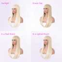 Blonde Wig with Bangs for Women Long Straight Heat Resistant Synthetic Wig for Daily Use, Party, Halloween, Cosplay 24 Inch Blonde Wig for Girls