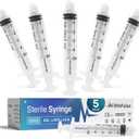 5 ml Syringe without Needle - 5 Pack of Individually Wrapped Disposable Syringes - Good for Medical, Scientific Lab, Home Use, and More - Sterile Luer Lock Syringes
