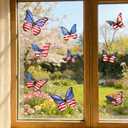 Patriotic Window Clings 4th of July Red White Blue USA Flag Butterfly Reusable Window Glass Decals for Independence Day Memorial Day Home Party Decor