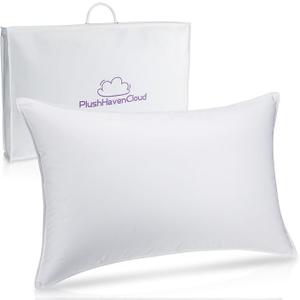 PlushHavenCloud White Goose Down Pillow Luxury Hotel Bed Pillow with 100% 900+ Fill Power, Goose Feather Pillow for Sleeping, 700TC Cotton Shell, Queen Size- size 18x26 inch, 1 Pack