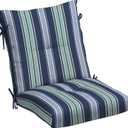 Arden Outdoor Plush Modern Tufted Blowfill Dining Chair Cushion, 21 x 40, Rain-Proof, Fade Resistant, Tufted Cushion for Dining and Bistro Chairs Sapphire Aurora Blue Stripe