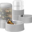 Gravity Cat Feeder with 2.8L Capacity, BPA Free, Eco-Friendly, Food Grade Materials, Big Mouth Design, Siphon Device for Water Dispenser (gray) 1 Set