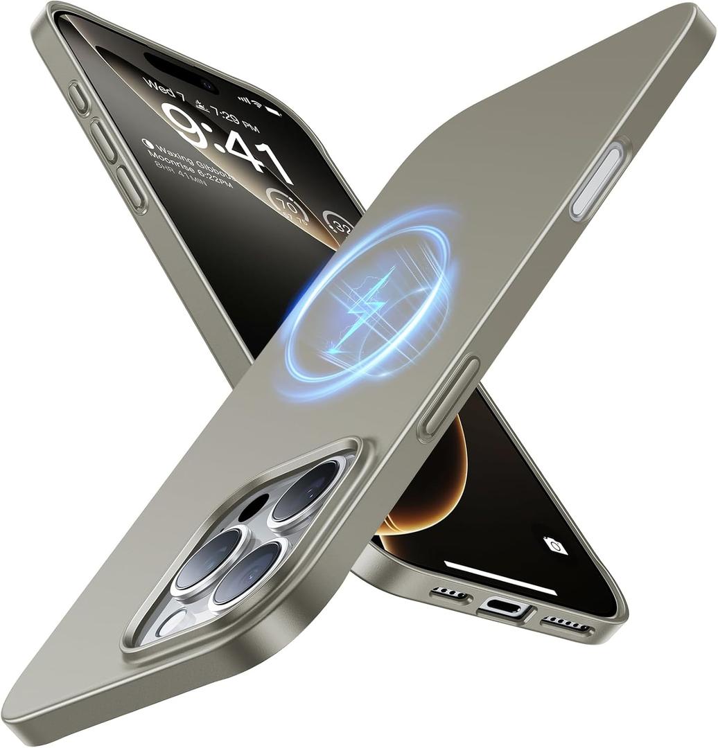 TORRAS Magnetic SlimFit for iPhone 16 Pro Max Case 6.9 inch, UltraThin 16 ProMax Phone Case Compatible with MagSafe, Light AntiScratch Matte Hard PC Bayer OriginFit, Natural Titanium