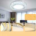 23.6" Dimmable Crystal Chandelier Modern LED Flush Mount Ceiling Light Fixtures for Living Room Bedroom Hallway Kitchen Island Staircase Silver