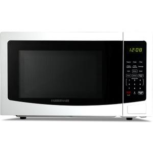 Farberware 1.1 Cu. Ft. Countertop Microwave Oven 1000 Watts Power, Auto Cook Settings, Defrost, Easy Clean and Child Safety Lock - White