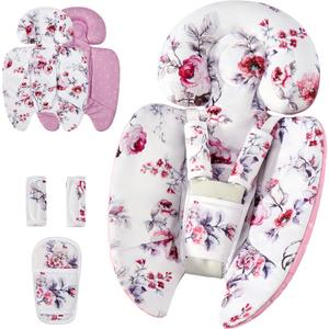 Mamatepe Infant Insert Compatible with 4moms Mamaroo & Graco Swing and Infant Car Seat,Newborn Insert Head & Body Support Cushion, Reversible Design, Breathable Soft Fabric (Blush Pink)