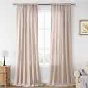 Guken Oatmeal Linen Curtains 90 Inch Length for Living Room Bedroom 2 Panels Set Rod Pocket Light Filtering Semi Sheer Window Curtains 52 Inch Width Boho Farmhouse Linen Drapes, W52xL90