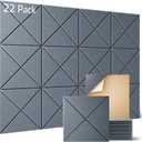 Sonicism 22 Pack X-Lined Acoustic Panels with Self-Adhesive, 12"X 12"X 0.4" Sound Proof Foam Panels, Decorative Soundproof Wall Panels, Sound Absorbing Tile for Home & Offices