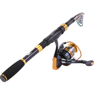Sougayilang Fishing Rod Reel Combos Carbon Fiber Telescopic Fishing pole with Spinning Reel for Travel Saltwater Freshwater Fishing (1.8M/5.91Ft)
