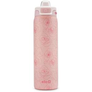 Ello Pop & Fill 22oz Stainless Steel Water Bottle with Quick Fill Technology, Double Walled and Vacuum Insulated Metal, Leak Proof Locking Lid, Sip and Chug, Reusable, BPA Free, Roses