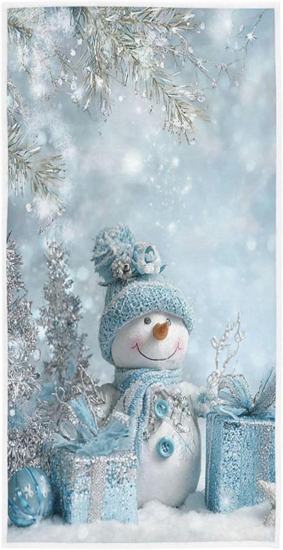 Merry Christmas Snowman Hand Towels 16x30 in Snowflake Pine Cones Bathroom Towel Ultra Soft Absorbent Ball Winter Bath Towel Kitchen Dish Guest Towel Xmas Decorations