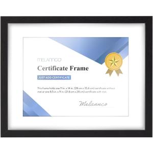 Melannco 15x12 Inch Black Matted Wood Certificate Frame- Displays One 8.5x11 Inch Document (15 Inch x 12 Inch, Black)