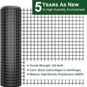 Heavy Duty Plastic Fence Roll 55" x 50' - 0.8x0.8 Inch Chicken Wire Mesh, Reusable Fencing for Garden, Rabbit/Poultry Protection, Balcony & Plant Defense (Black)