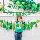 4 x Green Glitter Happy St Patricks Day Banner and Shamrock Garland, Saint Patricks Day Shamrock Clover Garland Banner Decorations for Happy Saint Patrick's Day Banner Decorations