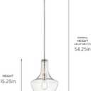 Kichler Everly 1-Light Kitchen Bell Pendant Light, Hanging Light Fixture with Clear Seeded Glass in Brushed Nickel for Kitchen Island or Dining Room (15.25" x 10.5"), 42141NICS