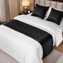 Black Satin Bed Runner for King Size Beds(1.8m), 50 x 240cm(20" x 94") Jacquard Bed Scarf Satin Bedding Scarves for Hotel, Home, Guesthouse