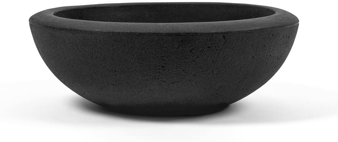 ARBORA 21" Santorini Bowl Polyresin Indoor and Outdoor Planter with Classic Black Finish - Durable, Weatherproof, Lightweight, Large Plant Pot for Patio, Garden, Deck, Entryway, 21" Single