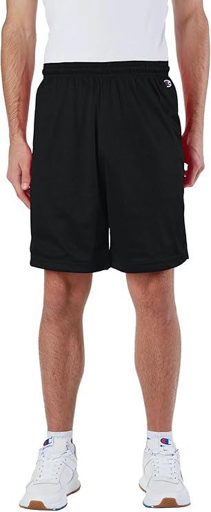 Champion Men's Polyester Mesh 9" Athletic Shorts Without Pockets, Black, Medium