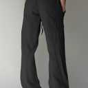 PIDOGYM Mens Cotton Linen Pants, Summer Beach Pants Casual Loose Fit with Elastic Waist Drawstring (Black, S)