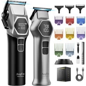 Professional Hair Clippers for Men - 8000RPM Brushless Motor & 440C Steel Blades, Barber-Grade Cordless Clippers & Trimmer Set for Fade Designs, Hair Cutting Tools for Professional Barbers