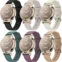 6 Pack Watch Bands Compatible with Garmin Lily 2 / Active/Classic Smart Watch, Quick Release Soft Silicone Replacement Women Band Strap for Garmin Lily 2 (Black/Sand Gray/Milk Tea/Starlight/Smoke Violet/cactus)