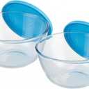 Glass Sourdough Mixing Bowls with Lids, 2-Pack Large Capacity Clear Bowls, 4.76 Quart for Bread Making, Perfect for Mixing, Proofing, Storing Dough