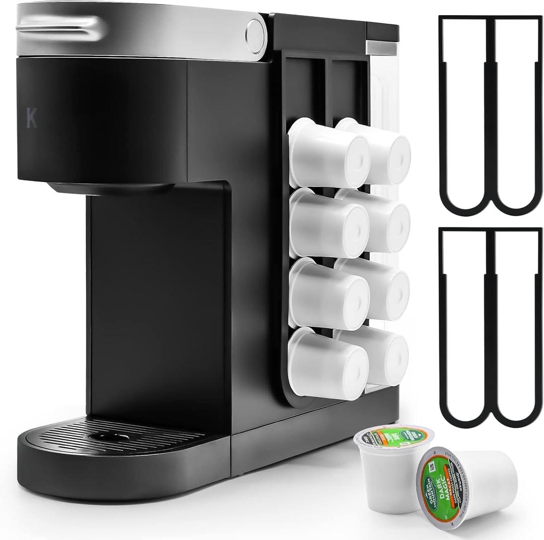2Pcs Coffee Pod Holder for Keurig K-Cup, Side Mount Storage Organizer, Wall Mount Design, Space Saving K cup holder, Perfect for Counters Small Space(2 Packs/for 16 K Cups)