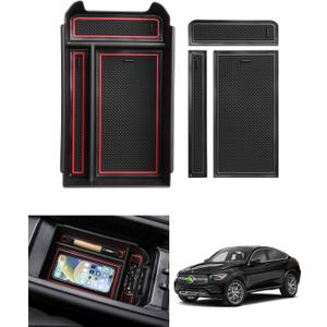 Autorder Center Console Organizer for 2023-2026 Mercedes Benz GLC GLC300 GLC43 AMG Accessories Armrest Storage Box Secondary Insert Tray with 2 Color Mats