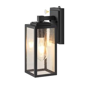 VIANIS Dusk to Dawn Outdoor Porch Lights Wall Mount, Modern Black Exterior Sconce Light for House, Waterproof Carriage Lamp, Anti-Rust Aluminium Wall Lantern with Tempered Seed Glass Shade for Garage