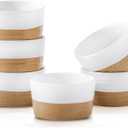 Hasense Ramekins, 6 oz Stoneware Ramekin Oven Safe Set of 6, Mini Ramekins Bowls for Dipping, Brulee, Custard, Farmhouse White Wedding Gift