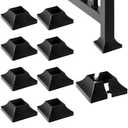 Plastic Post Base Cover Fit 2" Post, Square Post Base Trim, Post Base Plate Cover,Durable Fence Post Flange Skirt for Patio, Porch, Stair, and Railing Systems, UV-Resistant, Black