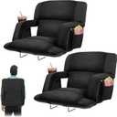 Extra Wide Bleacher Chairs with Back and Cushion Folding Stadium Chairs, Sofa Style Design 6 Reclining Positions Waterproof Bleacher Seats (2, Black, Wide-26in)