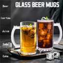 Glass Beer Mugs Set of 8,16oz Heavy Beer Mug With Handles and Straws for Tea,Coffee Thick Drinking Glasses for Freezer