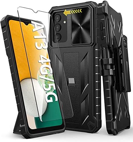 Case for Samsung Galaxy A13 5G: Military Grade Drop Proof Protection Rugged Protective A13 5G/4G Phone Cover with Belt Clip Holster Kickstand & Slide - Shockproof TPU Matte Textured Bumper - Black Case for Samsung Galaxy A13 5G: Military Grade Drop Proof Protection Rugged Protective A13 5G/4G Phone Cover with Belt Clip Holster Kickstand & Slide - Shockproof TPU Matte Textured Bumper - Black