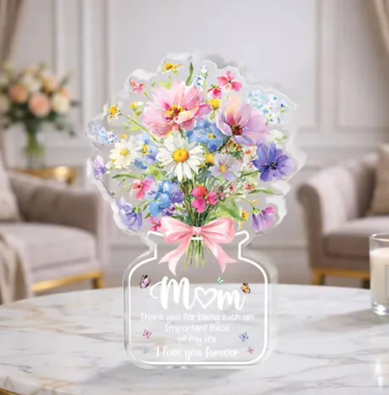 Mom Birthday Gifts - Gifts for Mom Acrylic Plaque Engraved with Touching Words, Birthday Gifts for Mom from Daughter/Son for Her Birthday Christmas Thanksgiving Day, Idea Gifts for Mom, Step Mom