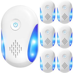 Insect Repeller, Plug-in Control Device Electronic Repellent for Rodent, Rats, Mice, Roaches, Bugs, Ants, Spiders, 2 Mode Switching (6 Pack)