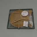 Maxcheck 1 Set Baby Shower Bridal Game Prizes for Winners Round Cheese Board Set Wood Mini Charcuterie Board with Knives and Forks Thank You Card with Gift Box for Guests Wedding (Teak)