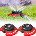 2 Pcs 9 Pattern Lawn Sprinkler Small Stationary Water 360 Degree Sprinkler Heavy Duty Metal Decorative Base for Watering Small or Odd Shaped Areas, Covers up to 538.2 sq. ft(Red)