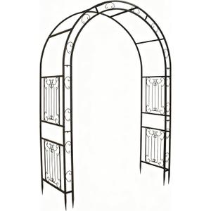 Scrollwork Metal Garden Arch, Arbor for Climbing Plants & Wedding, 64.9 inches x 94.5 inches