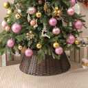 GRANNY SAYS Christmas Wicker Tree Collar for 4-7.5 ft Trees, 22" D Christmas Tree Stand for Champagne Trees, Beautiful Tree Skirts, Basket for Bottom of Christmas Trees, Brown