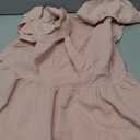 Floerns Women's Plus Size Wrap Front Sweetheart Neck Ruffle Cap Sleeve A Line Dress, Light Pink, 2XL