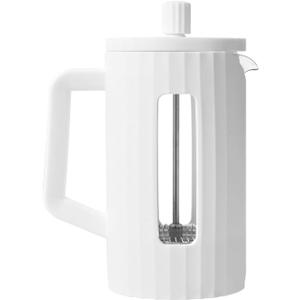 The jze french press coffee, borosilicate glass French press coffee maker, 3 layer stainless steel tea press, 34oz large french press, suitable for home, office, kitchen, travel, fashion white