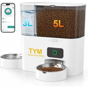 Automatic Cat Feeder and Water Dispenser, 8L WiFi Cat Dry Food Dispenser | 5L Pet Feeder | 3L Gravity Waterer | Large Capacity | Dry & Wet Separation | Detachable and Washable | Remote Feeding