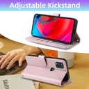 Argyle Wallet Case for Moto G Stylus 5G 2021 with Wrist Strap Shoulder Strap Card Slots Folio Purse, Luxury PU Leather Stand Accessories Phone Cover for Motorola GStylus G5 XT2131DL Rose Gold (Pink)