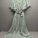 Pinup Fashion Plus Size Dresses for Wedding Guest - 2025 Cocktail Semi Formal Summer Wrap V Neck Maxi Dress (Sage Green)