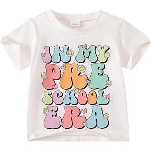 Toddler Girl Summer Clothes First Day of School Outfits in My Pre School Era Shirt (18-24 Months, Gray)