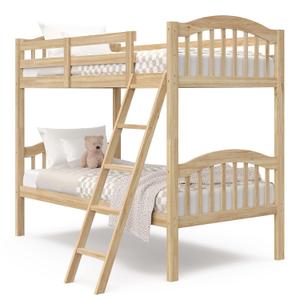Storkcraft Long Horn Twin-Over-Twin Bunk Bed (Natural) - GREENGUARD Gold Certified, Converts to 2 Individual Twin beds